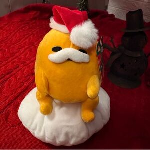 New Sanrio Gudetama The Lazy Egg Christmas Santa Hat Holiday Plush Toy 8"
